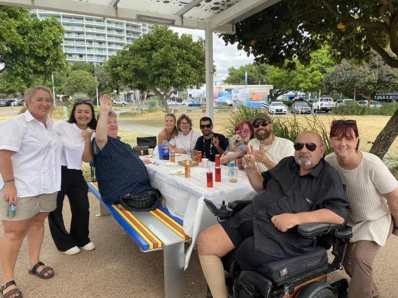 Team and participants at the park